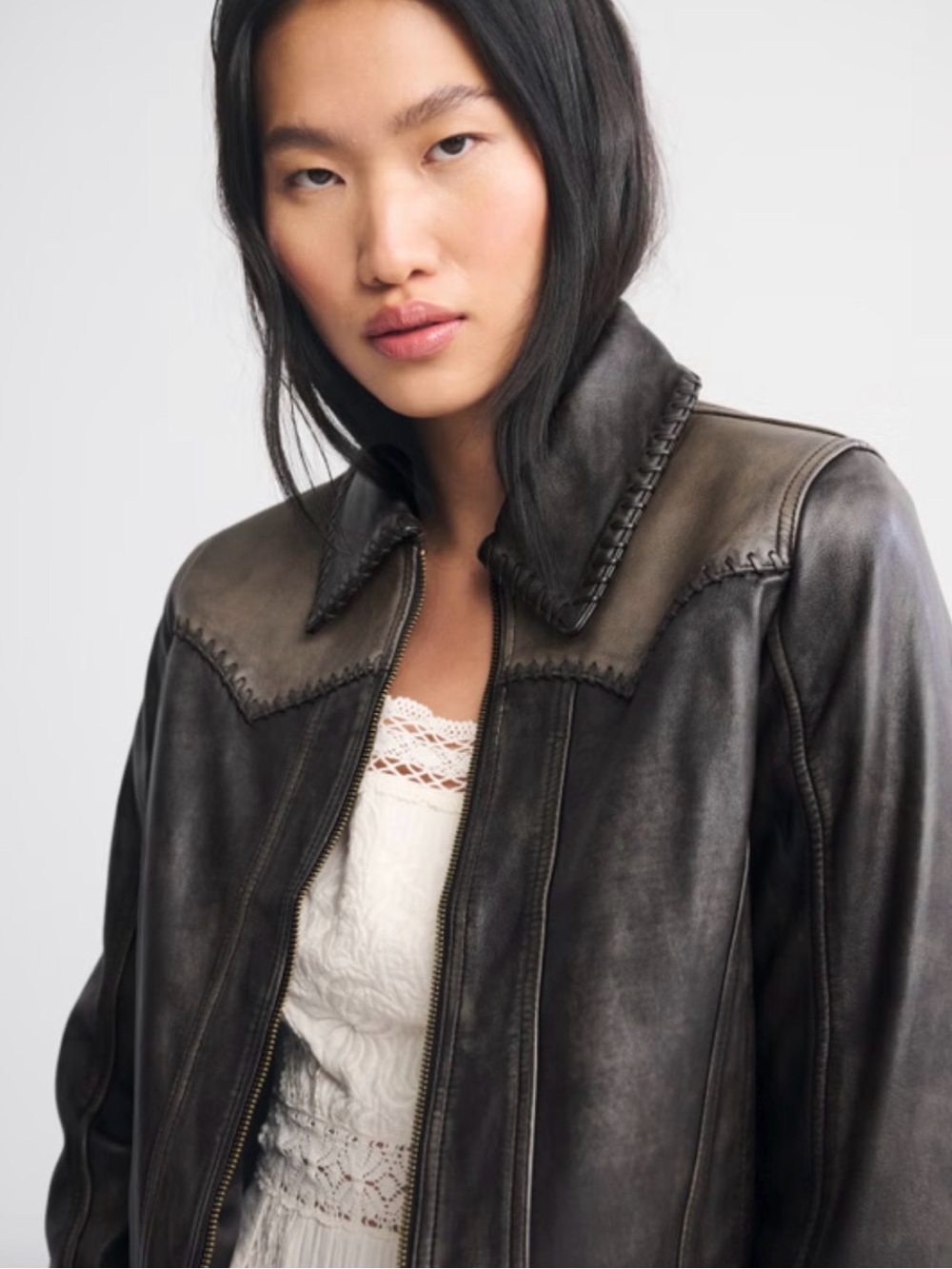 Abercrombie and Fitch x Kemo Sabe Western Leather Jacket